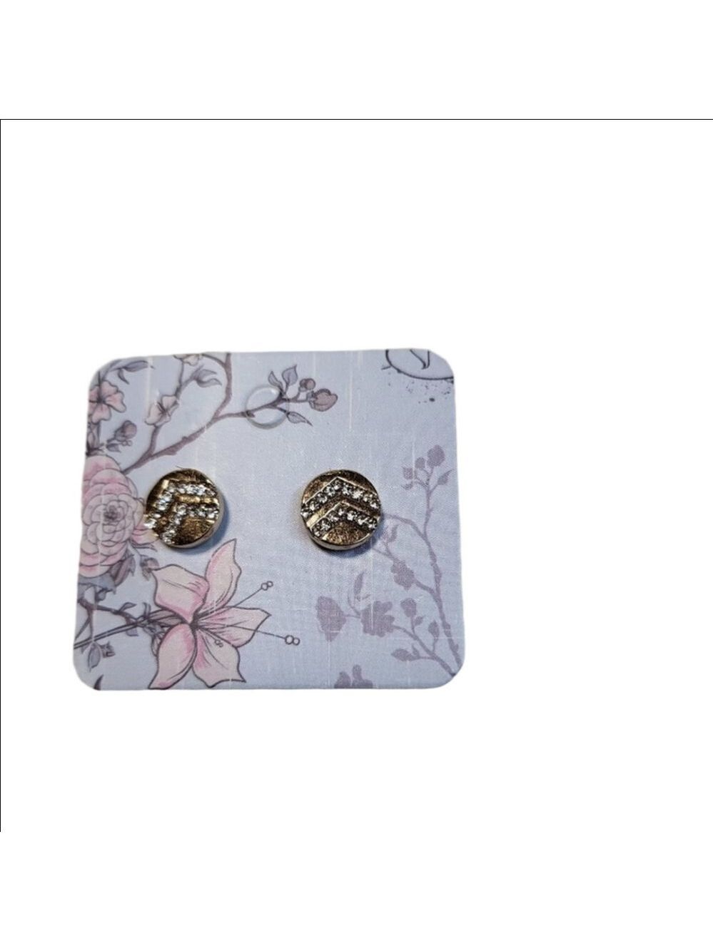 Guess Gold Circle Post Earrings Rhinestone